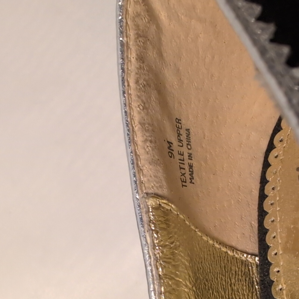 Sam Edelman Black & Silver Canvas Peep Toe Wedge Heels - Picture 10 of 16
